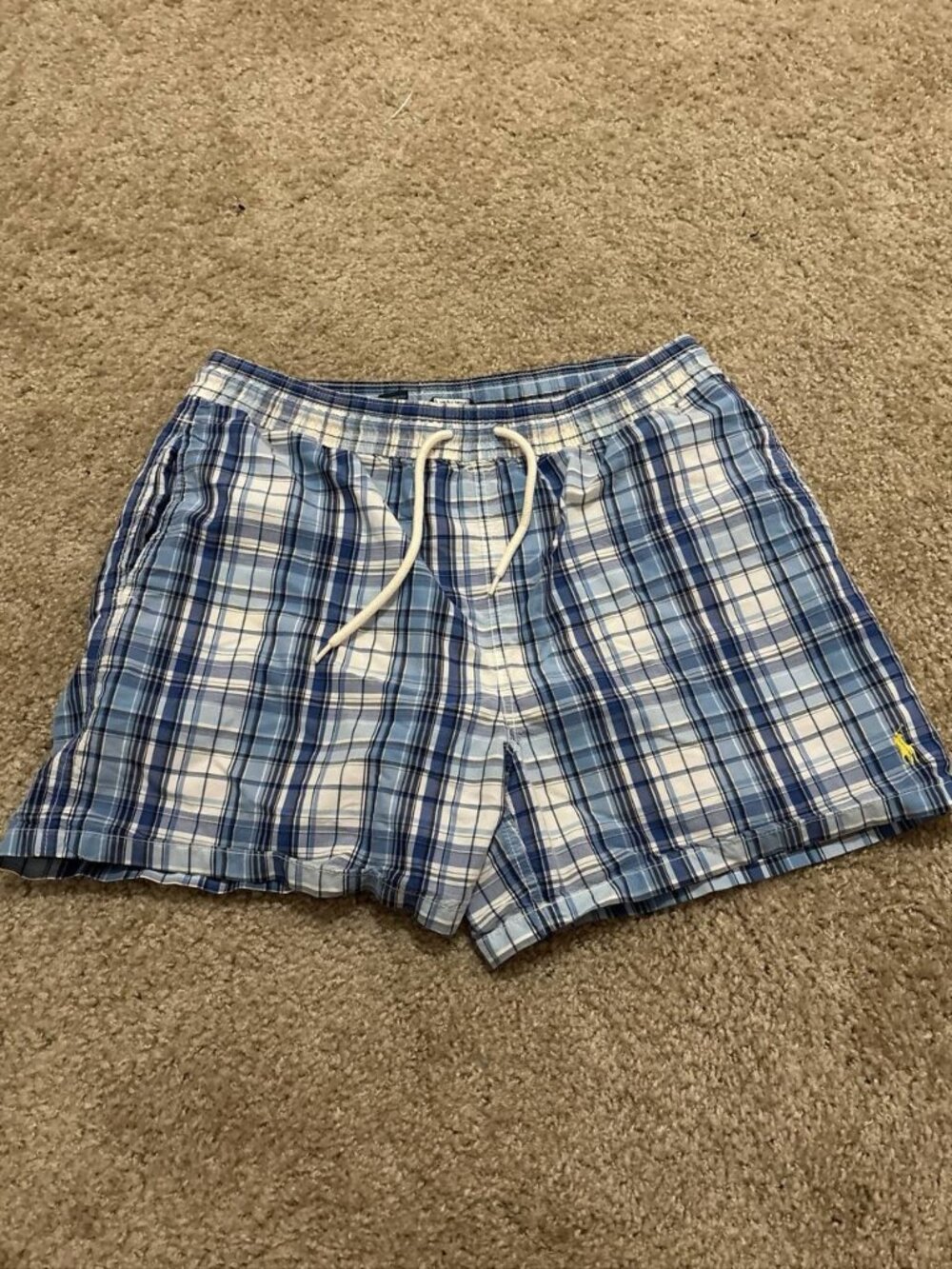 Polo Ralph Lauren Men's Swim Shorts Blue Plaid Size M